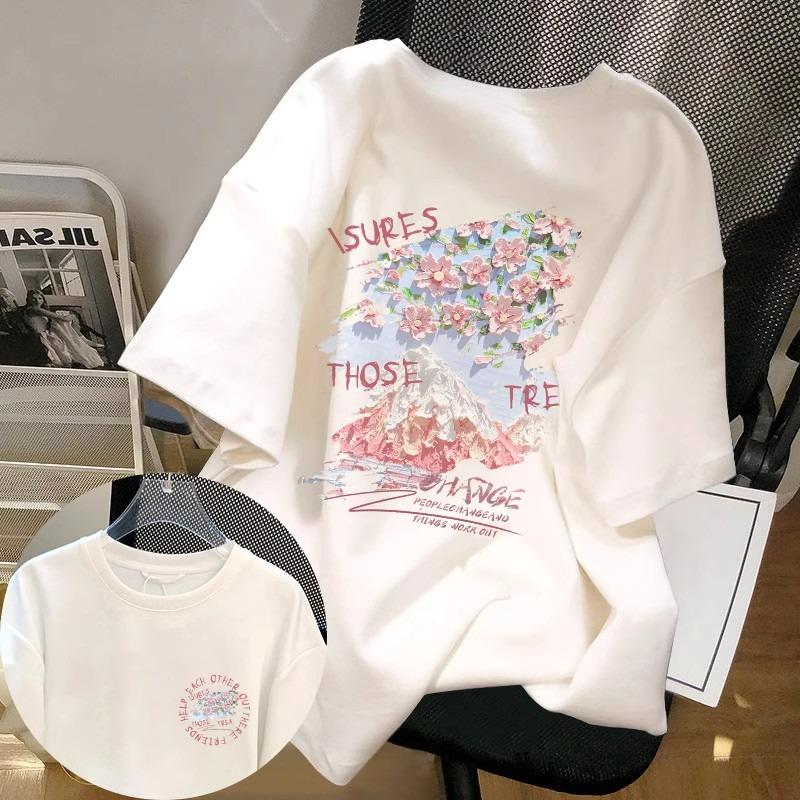 Letní Dětské Dospělé Módní Potisk Krátký Rukáv Tričko Outdoorové Ležérní O-výstřih Oversized Dámské Trička Top Dívčí Oblečení