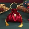 Red Wedding Candy Packaging Bags Velvet Drawstring Pouch Handbag Sweets Chocolate Packing Bag