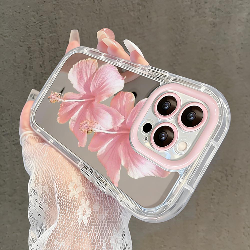 Romantyczne Kwiaty Brzoskwini Lustrzane Etui na Telefon Dla iPhone 17 Air 16 Pro Max 17 15 14 13 12 11 7 8 Plus XR XS Ochronne Tylne Etui