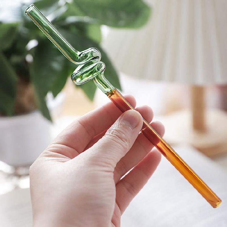 Colorful Glass Straws Reusable Drinking Straw Spiral Shape Easy to Use Clean