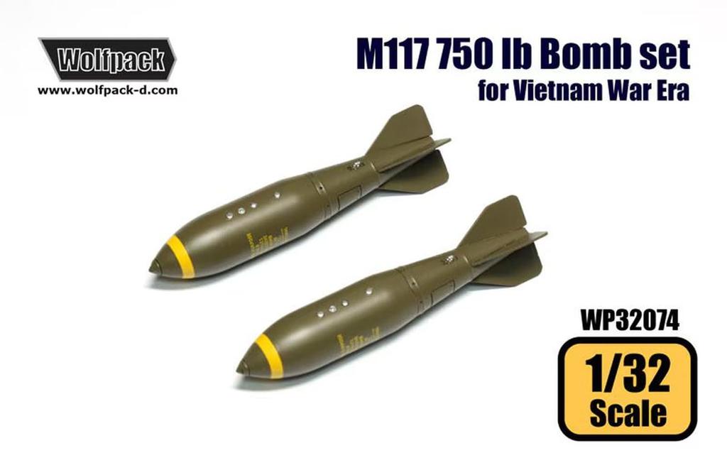 Wolfpack Designs M117 Bomb Set Plastic Model Parts WOLWP32074 1/32 750-pound (Airplane)