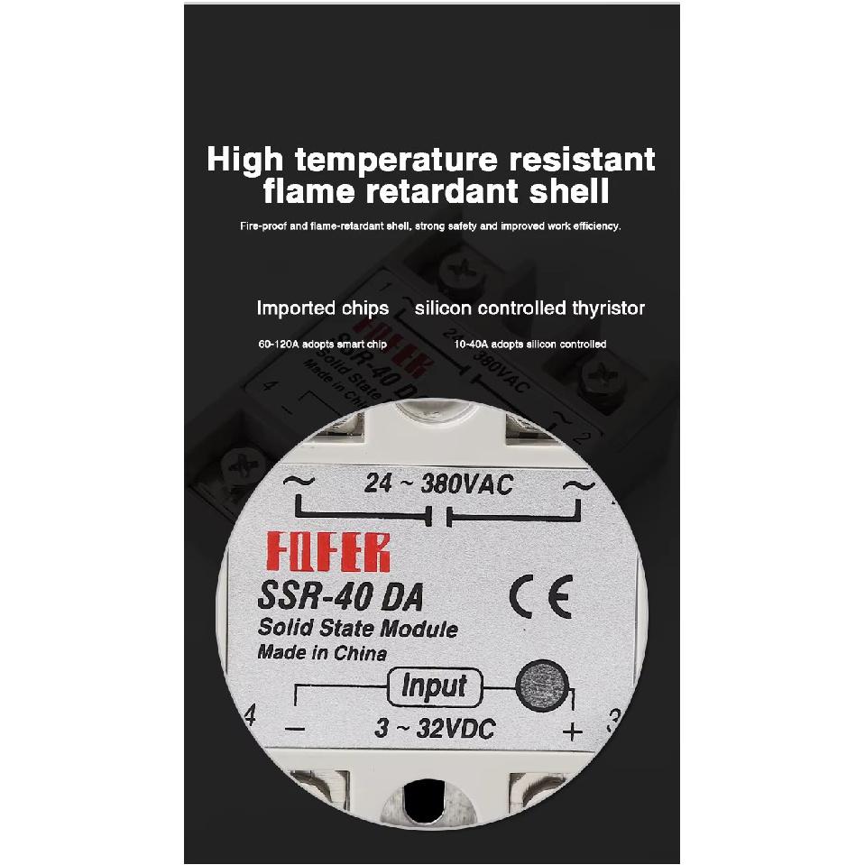 10A SSR 25A Solid State Relay 40A Output 3-32VDC 24-480VAC 220V Single Phase DC TO AC 40A Relay SSR HeatSink SSR 40DA Relays 5
