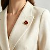 1pc Red Maple Leaf Brooch, Suit Coat Accessory Jewelry