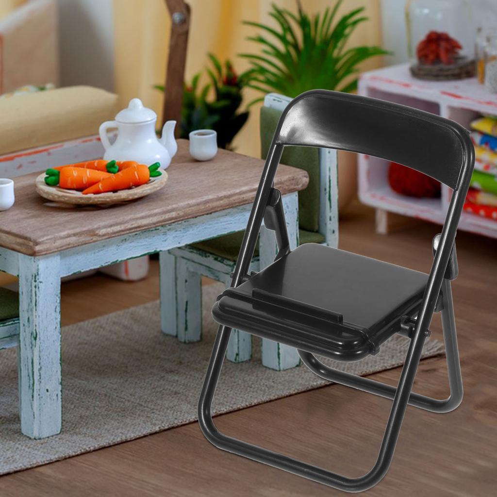 12 Pcs Folding Chair Miniature Simulation Furniture House Ornament Model Models Landscape Plastic Mobile Holder