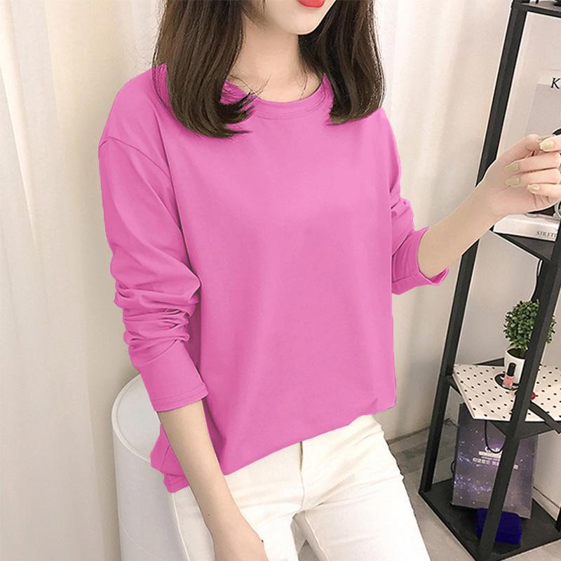 

Осень 2023 г. Корейские топы с рисунком - женские футболки с длинными рукавами в однотонных цветах 2XL