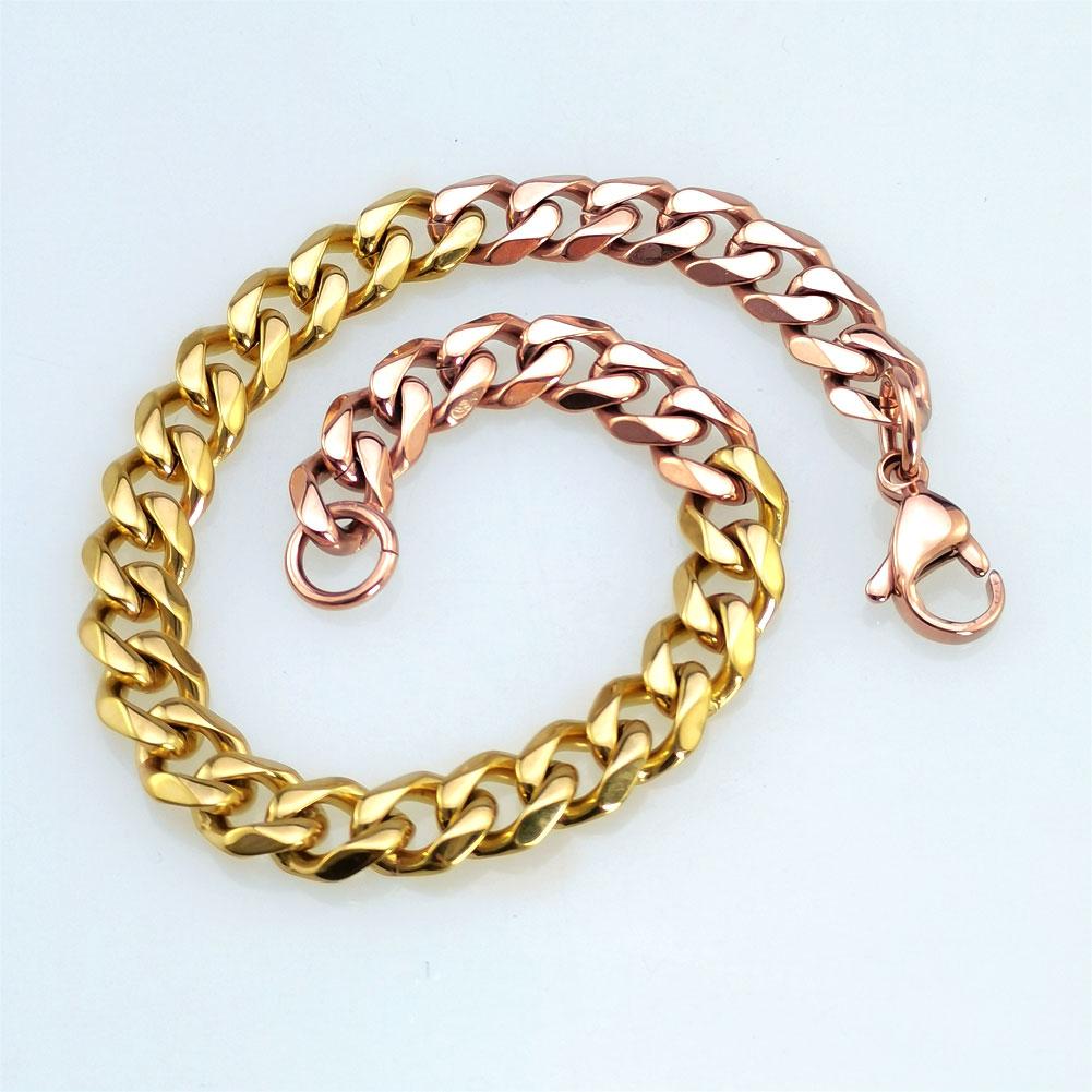 New 316L Stainless Steel Rose and Gold Dual Hip Hop Bracelet Anklet