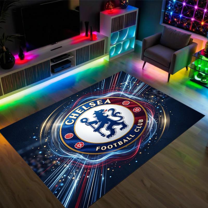 Tappeto in Velluto di Cristallo Design Chelsea FC Accogliente Non?Tappeto Stampato Antiscivolo per Camera da Letto Soggiorno Ingresso