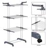 Stainless Steel Folding Clothes Drying Rack, Heavy Duty Laundry Drying Stand with 6 Retractable Trays & Wheels, Space Saving