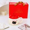 Apple Cat Red Souvenir Set Cartoon Cute Festive Ceramic Cup with Lid Spoon Mug Personalized Hand Cup