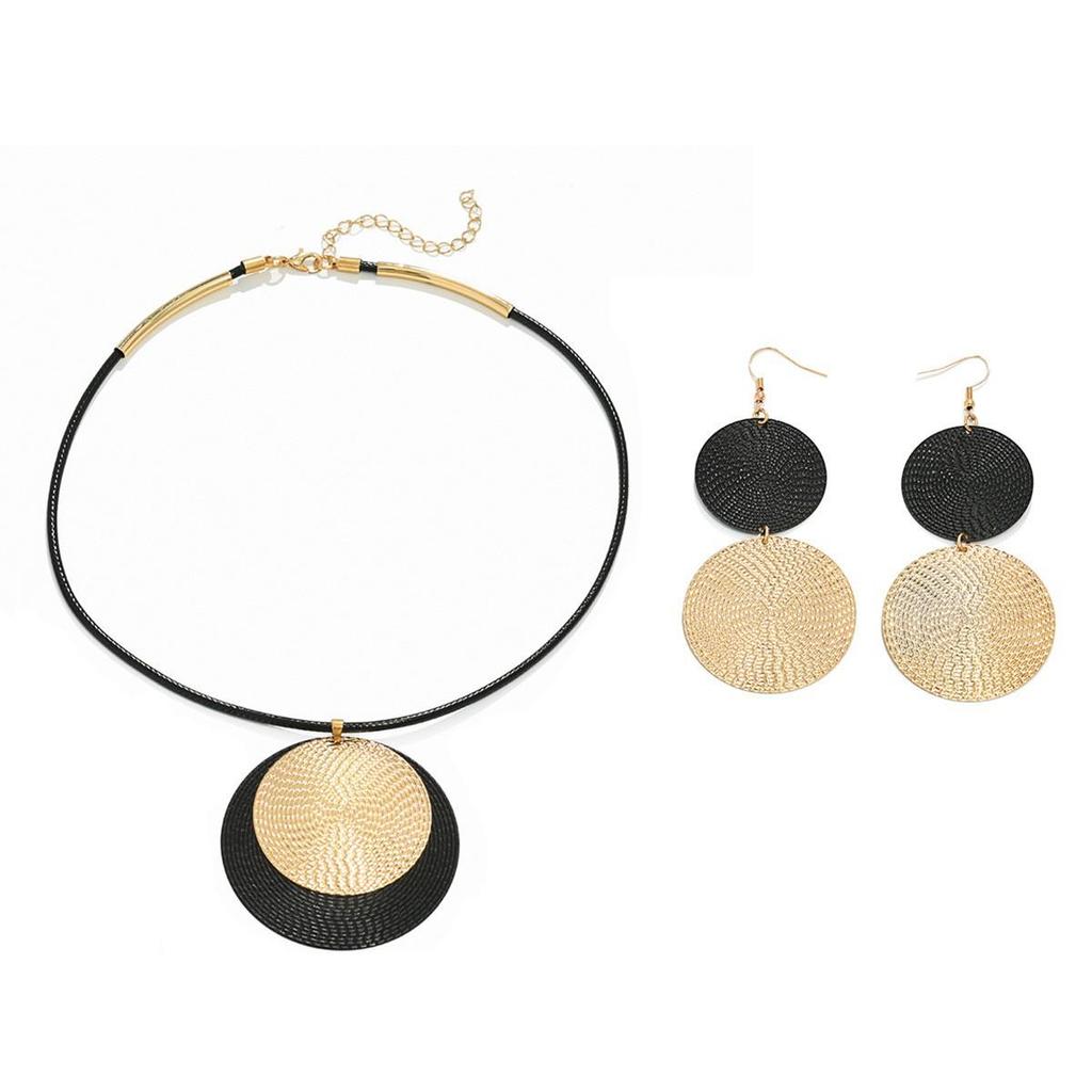 Chic High-End Round Pendant Earring & Necklace Set for Women
