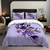 Butterfly Pattern Duvet Cover Queen King Size Purple Floral Textured Bedding Set Bedroom Decor 3 Piece Set With 2 Pillowcases