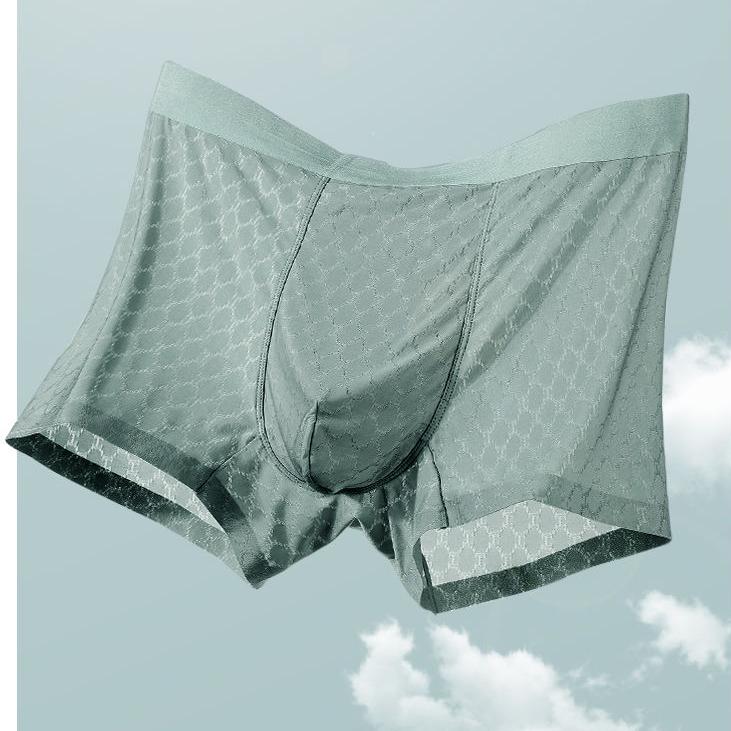 3pcs Summer Thin Ice Silk Men's Underwear Men's Flat Corner Pants with Mesh One Piece Breathable Thin Quick Drying Boxer Brief