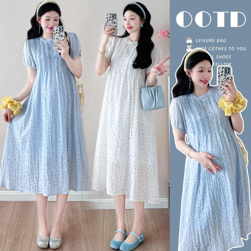 

Chic New Pleated Maternity Dress: Fresh, Fashionable, and Slimming Large брудно-білий