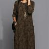 Spring/Autumn Casual Print Round Neck Long Sleeve Pocket Dress for Women
