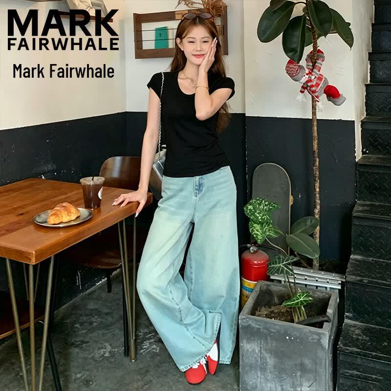 MARK FAIRWHALE Women's Summer Solid Color Short Sleeve T-shirt
