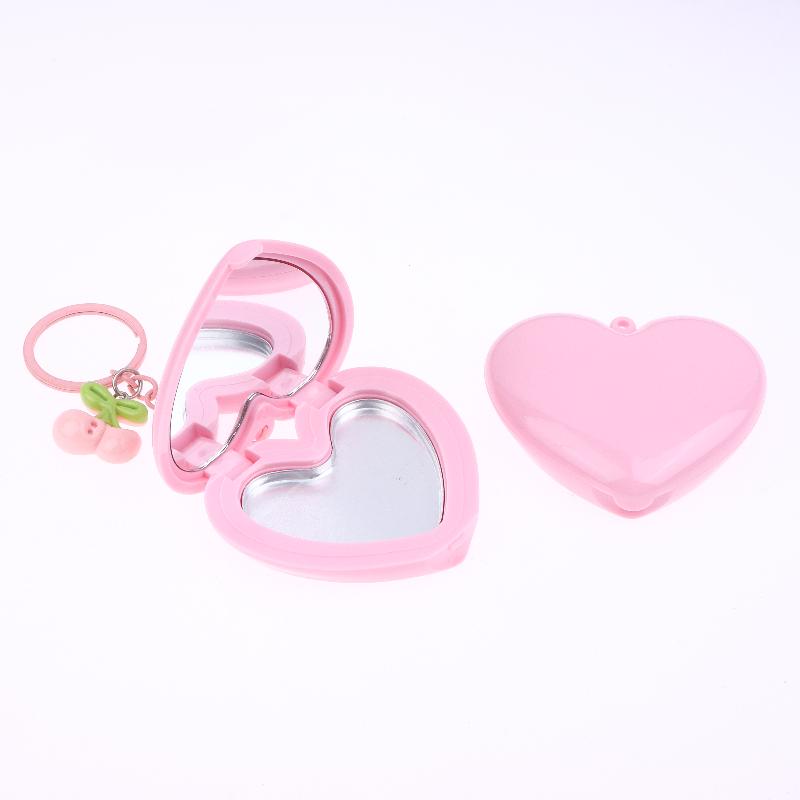 1Pcs Heart Shape Mini Empty Blush Powder Box Eye Shadow Container With Mirror And Aluminum Pan Key Chain Lipstick Packaging
