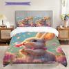 Rabbit Pattern Bedding Quilt Set Quilt Cover Pillowcase Home Decoration Birthday Gift (1 * duvet cover + 2 * pillowcase, without core)