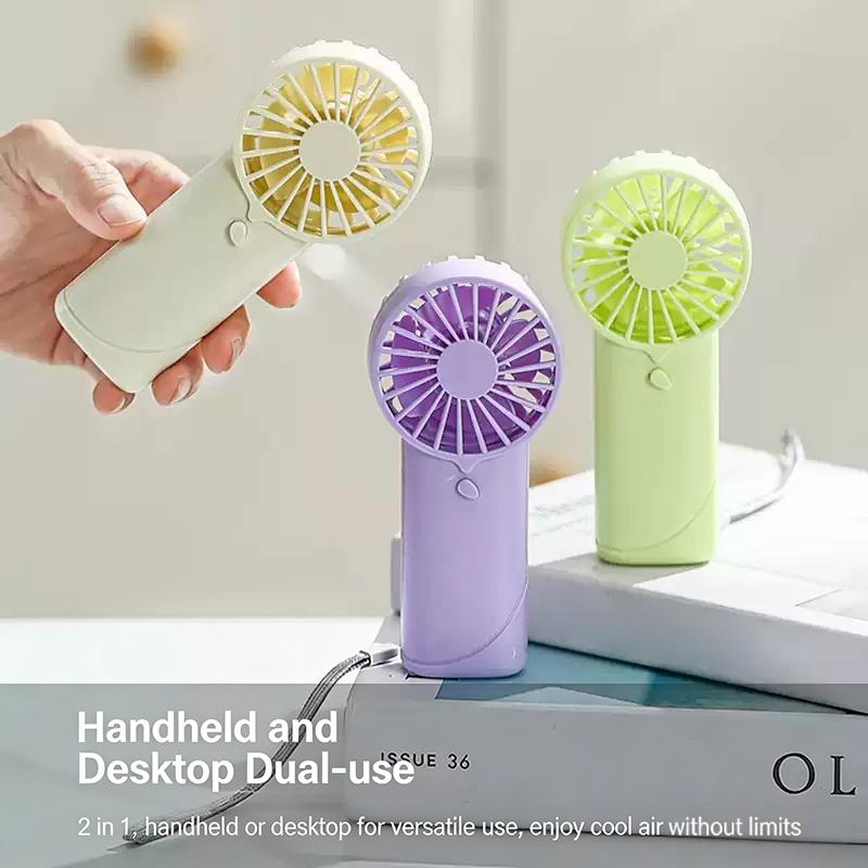 New Handheld/Stand Usb Rechargeable Portable Handheld Fan Cute Plastic Design Dual Use Summer Cooling Fan For Kids & Adults