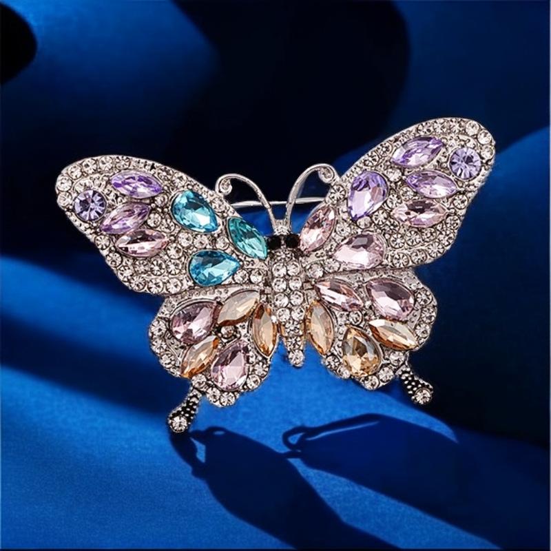 1Pcs Fashionable Versatile Anti-Glare Butterfly Insect Brooch Pin Luxurious Heavy-Duty Full Zircon Butterfly Brooch Accessory A2