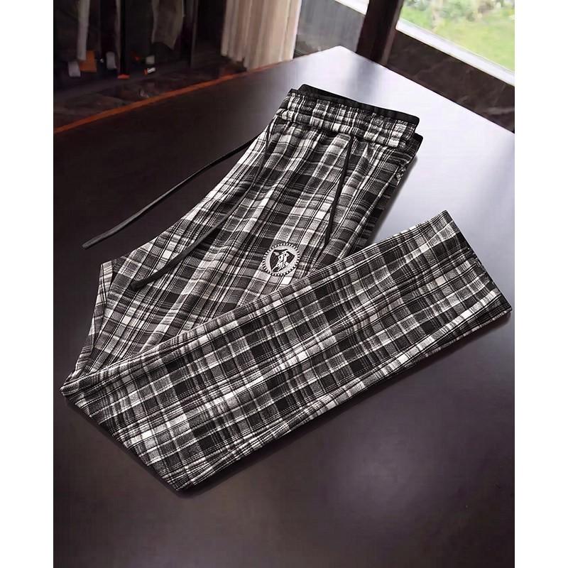 Mens Plaid Tweed Pants Slim Straight Fit Winter Warm Stretch Casual Trousers Young Adults