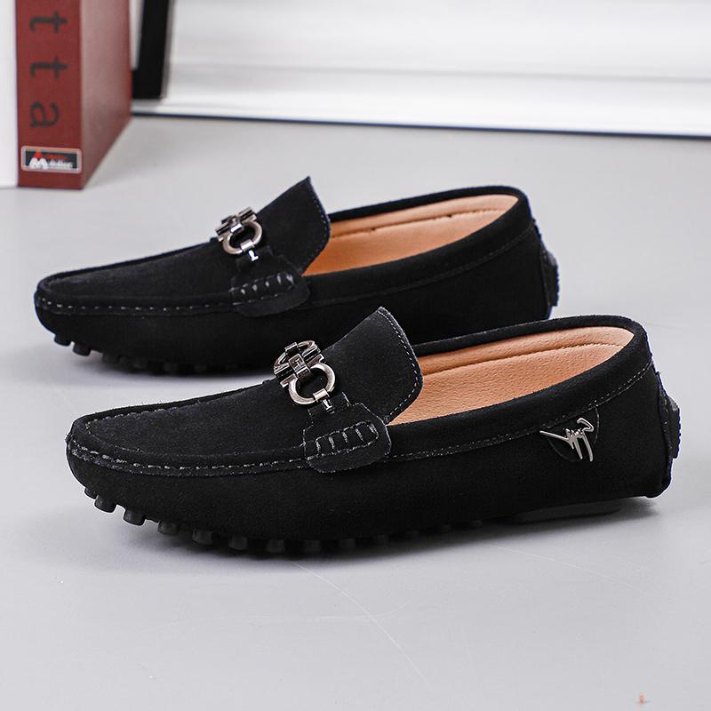 Sapatos masculinos de couro sem cadarço, leves, casuais, mocassins, clássicos, confortáveis, para dirigir, mocassins masculinos