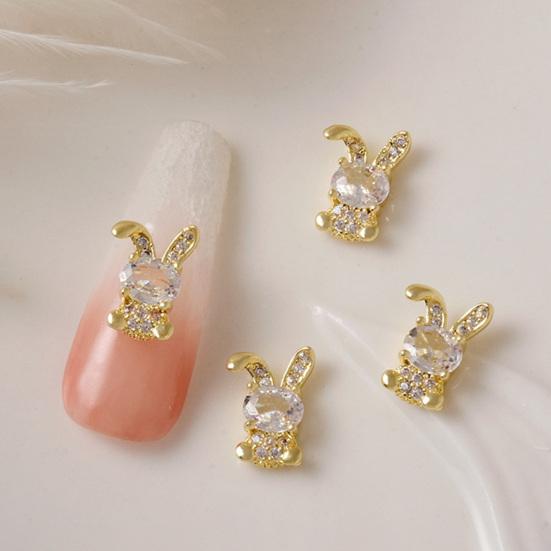 2Pcs Nail Sparkling Decor Non-falling Shining Three-dimensional Art Dazzling DIY New Year Nail Art Bunny