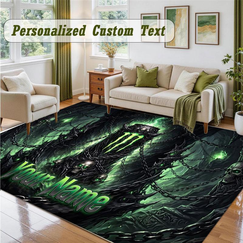 Crystal Velvet Square Rug Custom NameMonster Energy Pattern Non Slip Home Floor Decor Rug