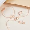 New Fashion Hollow Double Love Heart Pendant Necklace, Bracelet, Ring, Earrings Ladies Exquisite Sparkling Jewelry Set S/set