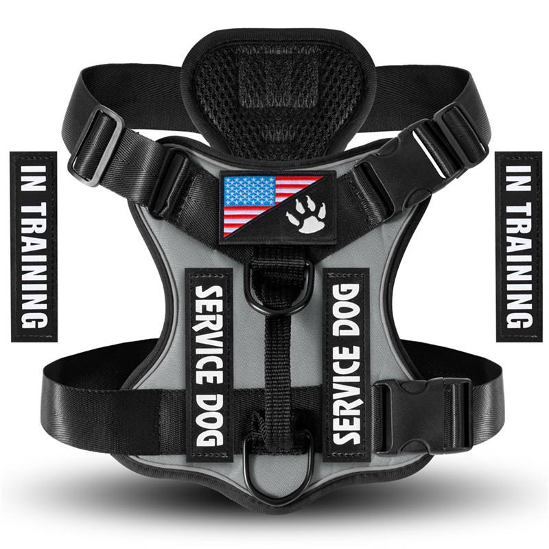 Oxford Working Dog Harness Reflective Medium Large Dog Vest Harness with 5 PCS Patches WD Harness Pet Dog Accessories