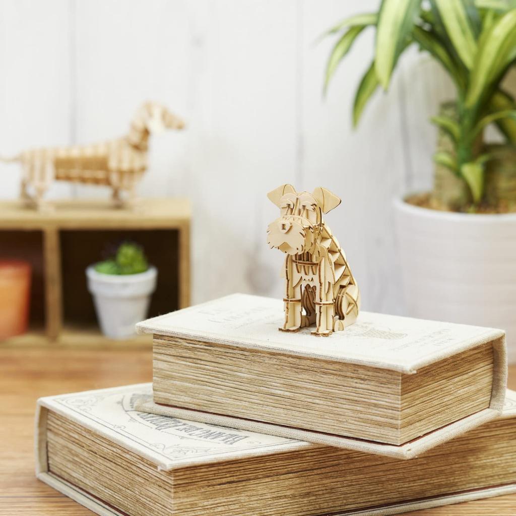 Miniature Schnauzer 3D Wooden Puzzle DIY Craft Kit for Kids and Adults Educational Toy for Boys and Girls 3D Artwork and a Great Gift for Adults