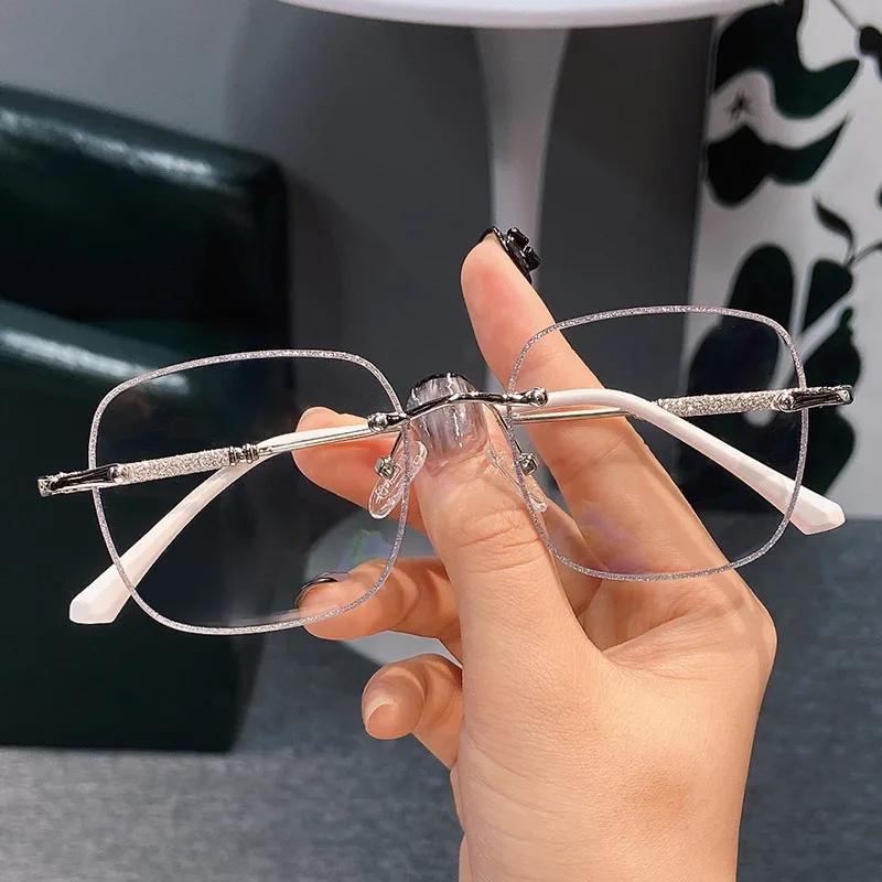 

Очки для коррекции близорукости с защитой от синего света, без оправы, женские очки для близорукости, ультрасовременные очки для коррекции близорукости с легкой оправой из металла -4.0