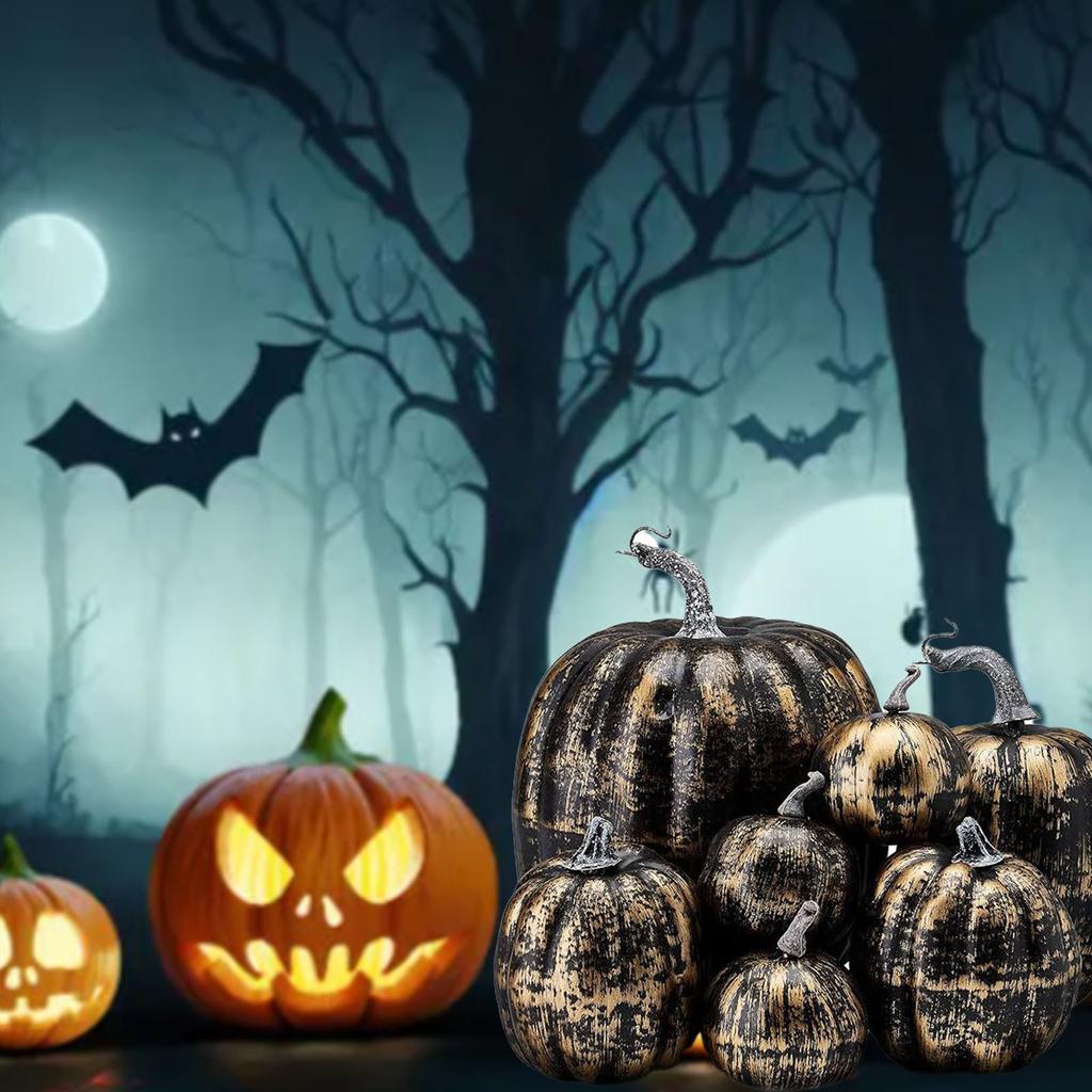 7 Stück Simulierte Kürbisse Glänzende Farbe Leicht Kreativ Wiederverwendbarer Schaumkürbis zur Dekoration Requisite