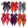 Ghost Hair Clip Halloween Silky Satin Bows for Women Big Ribbon Bow Clips Girls Oversized Long Tail Barrettes Cute Bat Spider Web Pumpkin