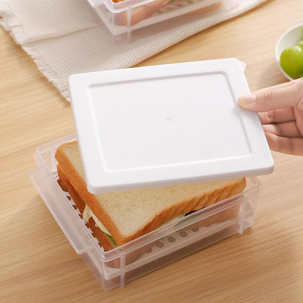 Sandwich Box Storage Box For Toast Leakproof Pantry Container For Salad Fruit Vegetable Freezer Fridge Kitchen Pantry Camping
