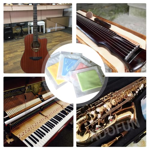 Pack of 6 Musical Instrument Cloths for String Instruments, Guitar Cleaning Cloths, and Violin Cleaning Cloths. Absorbent, reversible, and can be used