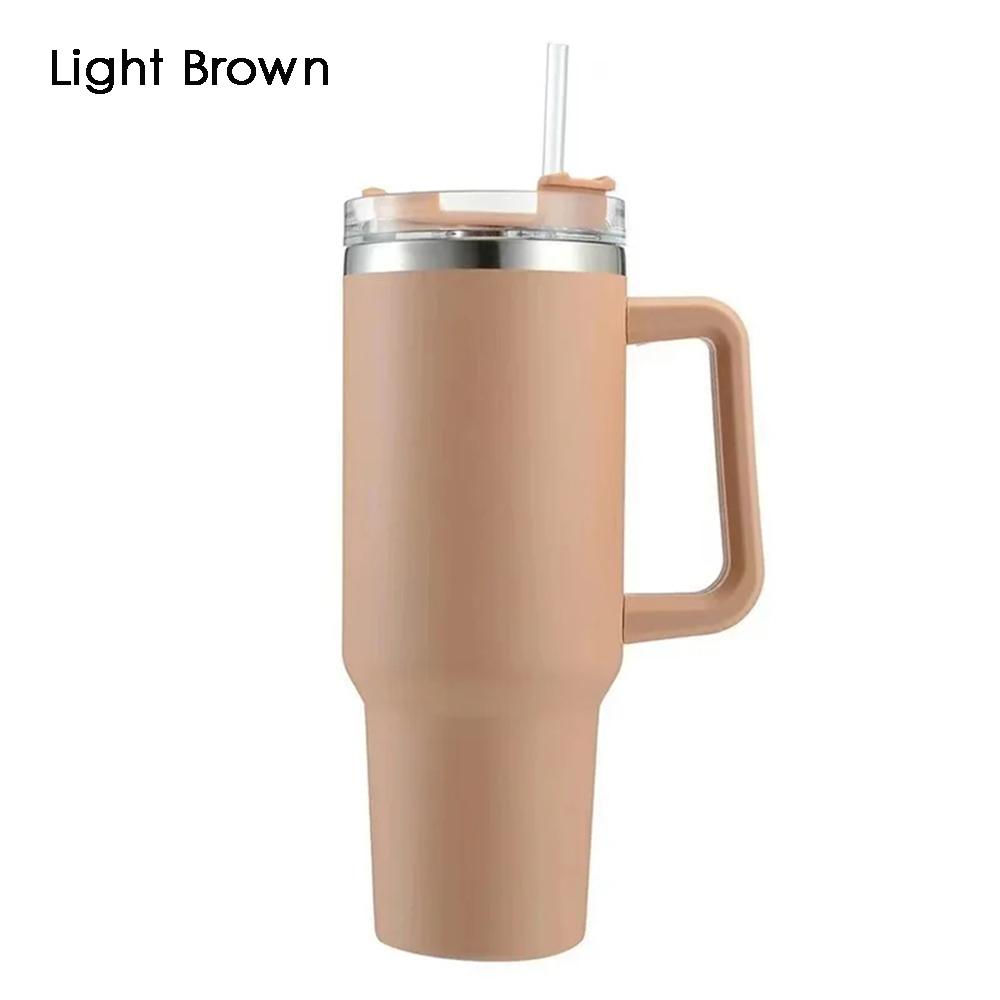 

Термокружки для воды из нержавеющей стали объемом 40 унций, переносные автомобильные термокружки объемом 1200 мл, термос с ручкой и трубочкой для занятий спортом и путешествий. коричневый