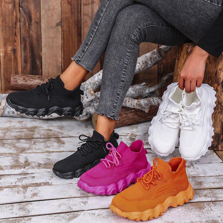 Casual Large Size Mesh Breathable Lace-up Single Shoes Autumn New Women's Comfortable Soft-soled Women's Shoes