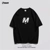 POUM American-Style Short-Sleeve T-Shirt for Men And Women, Summer Cool Trendy Loose Casual High Street Pure Cotton PH10 Black 2XL