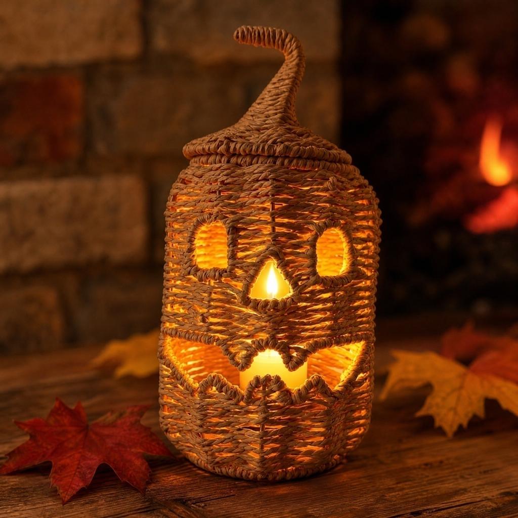 Seagrass and Pumpkin Decorations for Home Fall Tabletop Centerpiece