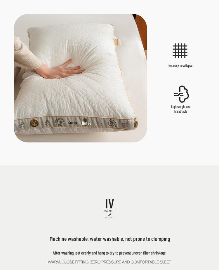 Hotel Feather Velvet Pillow: Breathable, Washable, Neck Support for Adults
