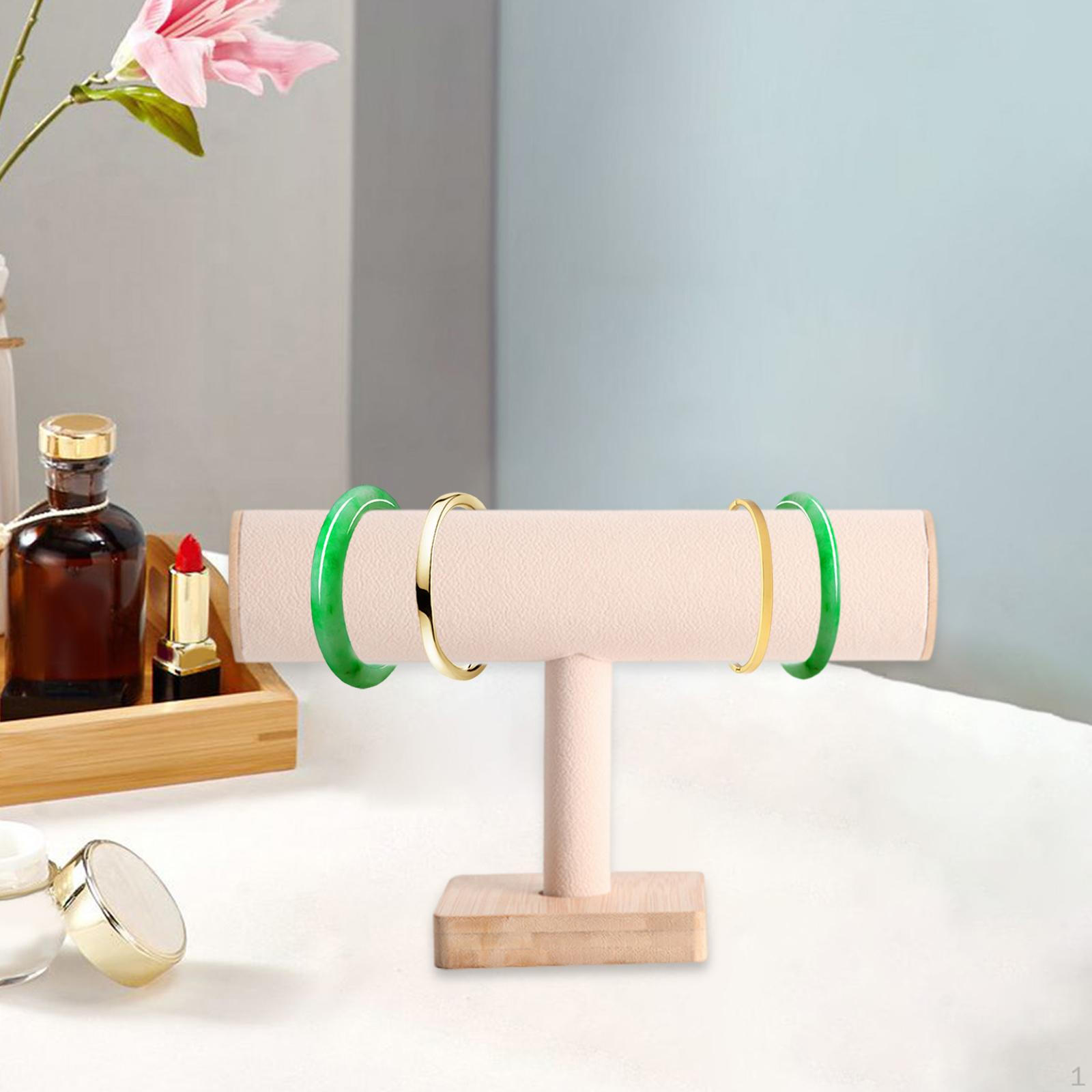 

Bracelet Display Stand Bangles Holder Wood T Bar Jewelry Organizing for Home Use бежевий