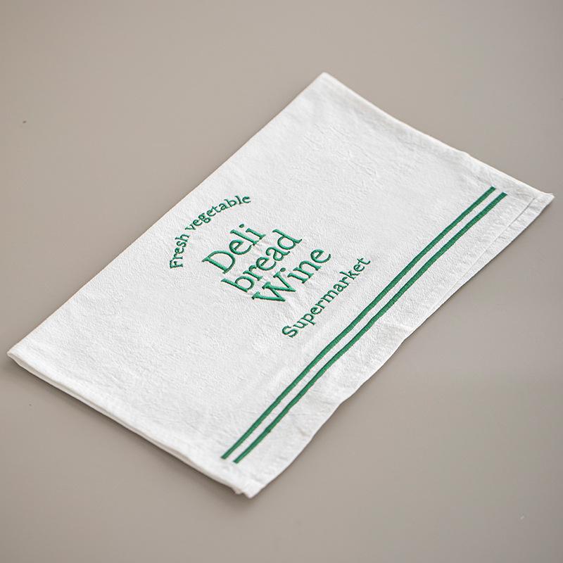 

Embroidered placemat vegetable embroidered napkin cloth Western restaurant mouth cloth Gourmet photo background cloth (Green,44*35cm) зелений