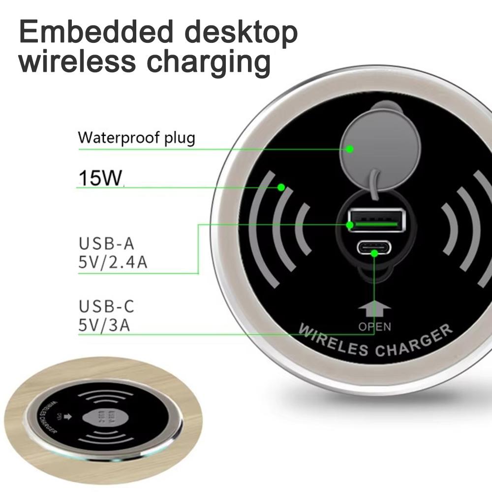 Invisible Wireless Charger  Under Table Furniture Desk Wireless Charging Station Desktop Embedded Charger for IPhone Samsung