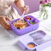 Bento Lunch Box Kid's Lunch Boxs Microwaveable BentoBox with Tableware Kawaii Heated 3 Grid Sandwich Snack Food Box Food Storage