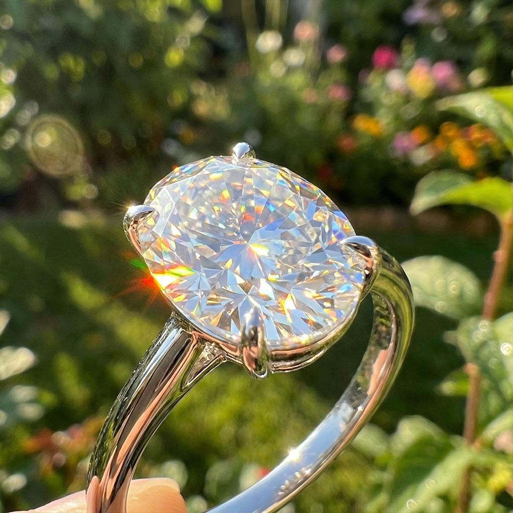 KNOBSPIN Anelli Ovali Taglio Moissanite 1-4CT per Donne Gioielli con Diamanti Certificati GRA Anello di Fidanzamento Matrimonio in Rame
