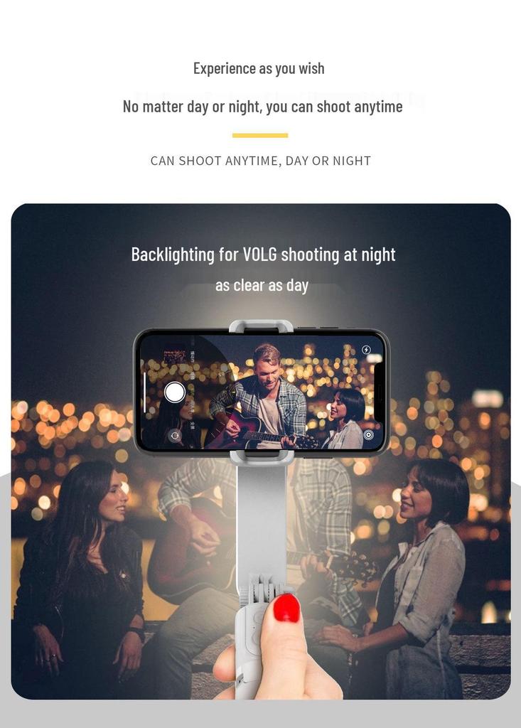 Handheld Bluetooth Selfie Stick with Beauty Fill Light & Anti-Shake VLOG Gimbal