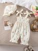 Newborn Cotton Hooded Jumpsuit: Cute Summer Romper with Snap Crotch for Babies