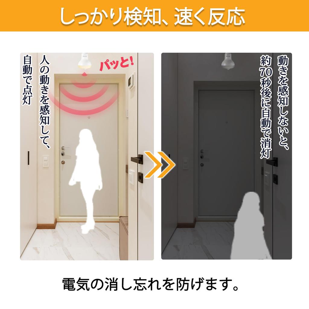 DiCUNO LED Light Bulb, E17 Base, Motion Sensor, 40W Equivalent, 4W, 500lm, Warm White, 2700K, Light Sensor, Automatic Turn-Off, High Brightness,