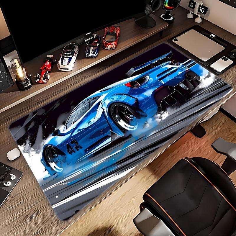 XL Blue Sports Car Pattern Mouse Pad Large Desktop Mat Anti-Slip Rubber Base HD Printed Gaming MousePad Aptop Office Accessories