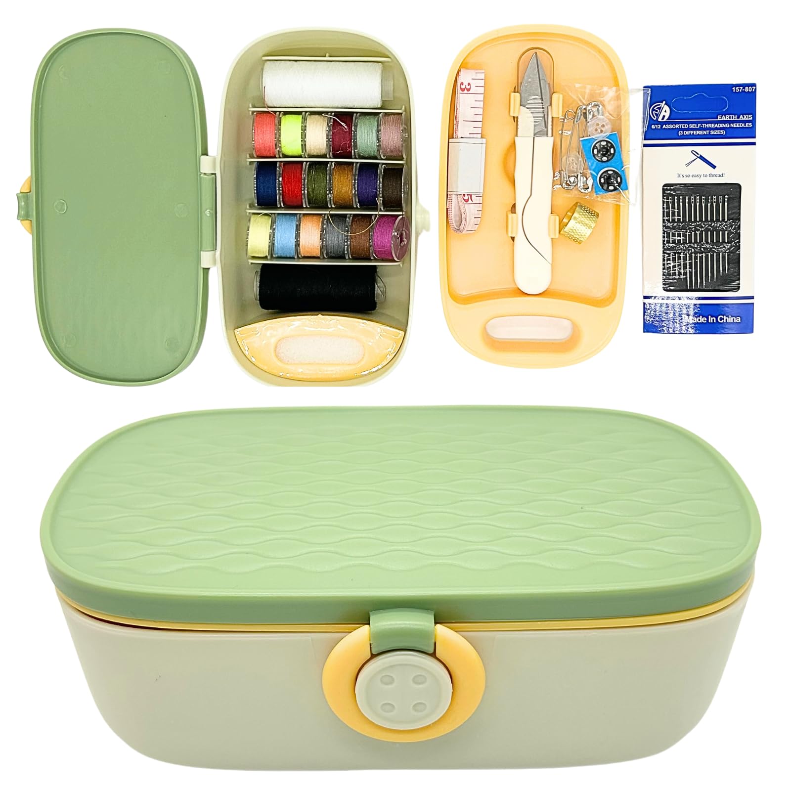 

Cospys Sewing Kit Sewing Set for Adults Mini Portable Home Stylish Compact for Kids Boys and Girls Green